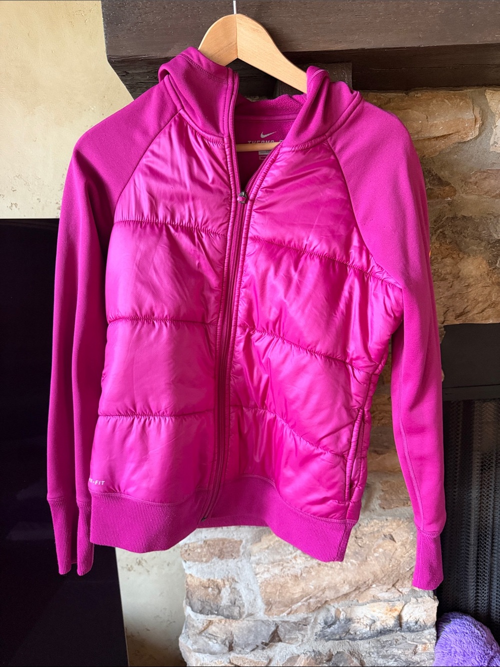 Nike Women's Hot Pink Hybrid Puffer Hoodie Jacket